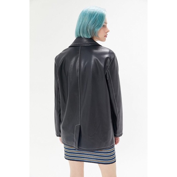 NWT Urban Outfitters Leather Button-Front Blazer - Picture 2 of 6
